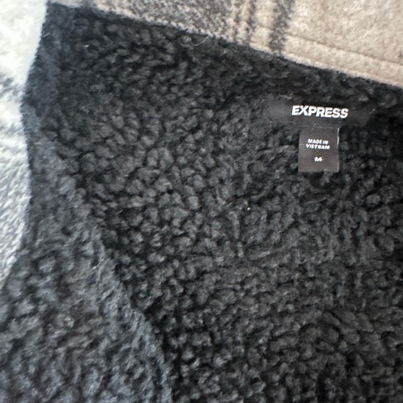 Express Black and White Plaid Shirt Jacket - Picture 3 of 3